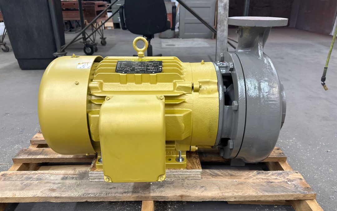 Worthington D824 4x3x13 centrifugal pump mounted on motor by Thelco
