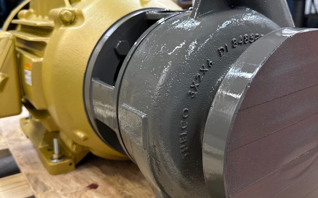 Worthington D824 3x2x6 industrial pump motor mounted on 15 HP motor with standard fitted construction